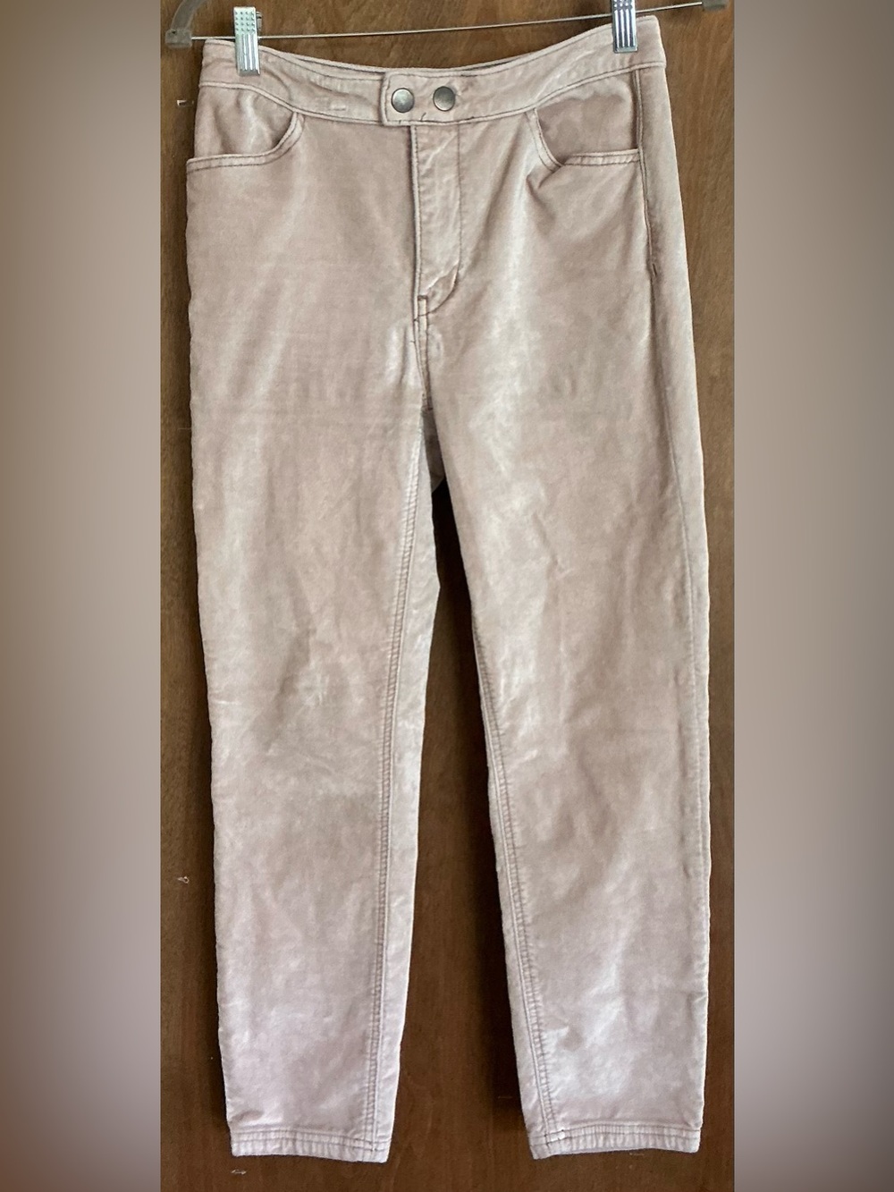 Free People We The Free Sweet Jane Velvet Pink Women Pants 27 Raw Hem  Boho